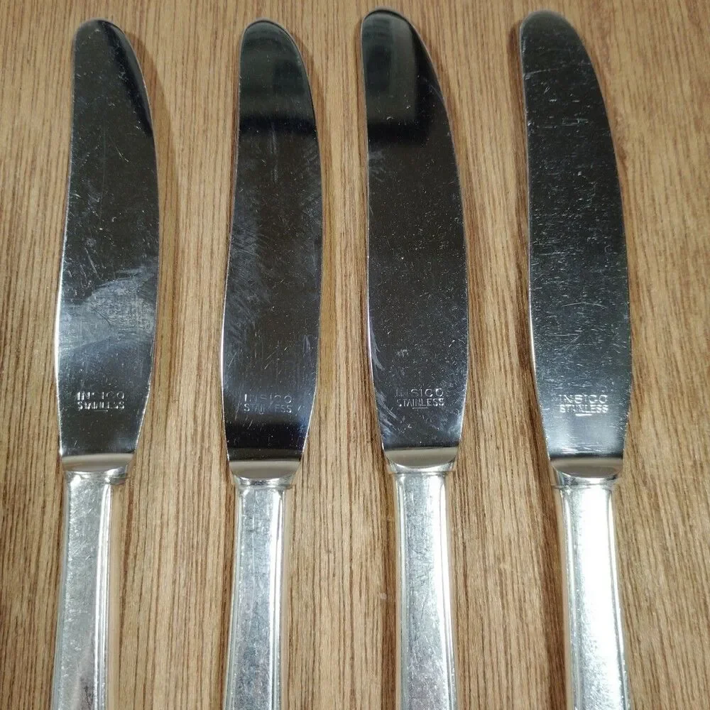 Vintage 1847 Rogers Bros IS Lovelace Silverplate Flatware 4 Dinner Knives Floral